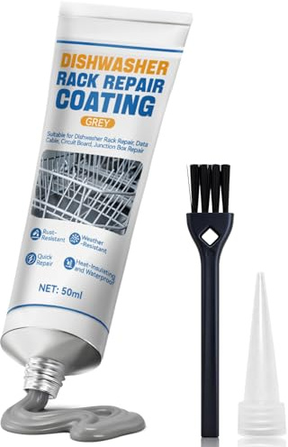 Allisway Dishwasher Rack Repair Coating, Dishwasher Rack Repair, Dishwashers Racks Repairs Kit Grey, Perfect for Dishwashers Basket Repairing, Rustproof & Waterproof, Highly Effective Repairs, 50 ml | Dishwasher Basket Paint, Rustproof, Waterproof, Highly Effective Repair, Refurbished Dishwasher Glue