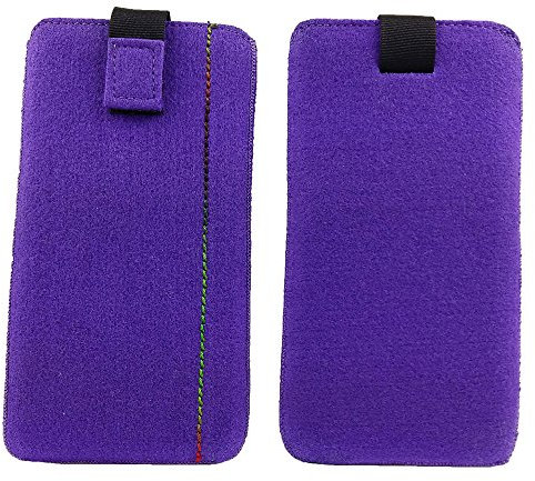 5,2 Zoll Filztasche Handytasche Handyhülle Tasche Hülle Schutzülle aus Filz für Smartphones wie Sony, LG, Samsung, HTC, Huawei, Xiaomi, Asus, Universell, handgemacht Gerät max. 14,7x7,3x0,9cm (Lila)