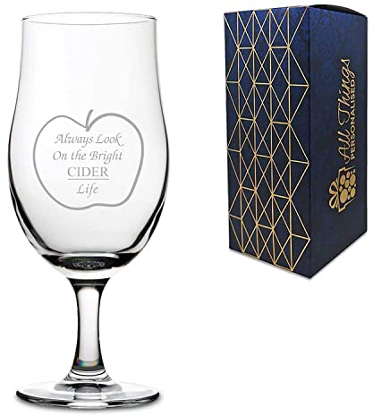 Vaso de sidra grabado de pinta | Always Look On The Bright Cider Life