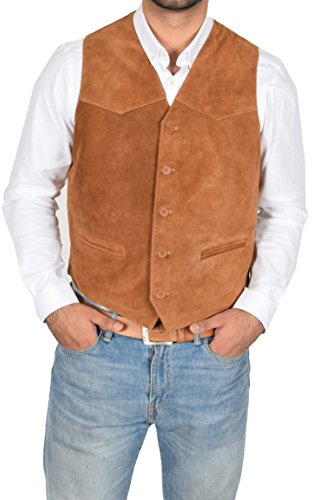 A1 FASHION GOODS REAL Suede Waistcoat For Mens Classic Style Soft TAN Suede Leather Vest Gilet Cole
