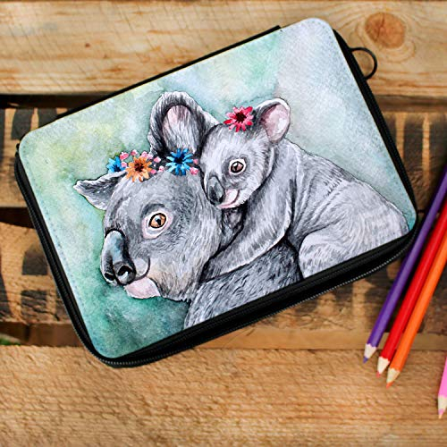 ilka parey wandtattoo-welt Gefüllte Federtasche Federmappe individuelles Federmäppchen Koalas und Name Wunschname fm138