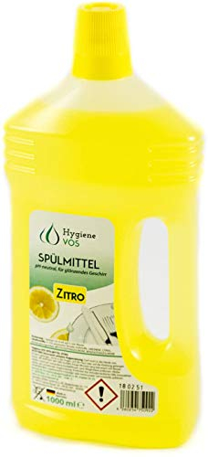Hygiene VOS Geschirrspülmittel Zitro 1 Liter. Umweltfreundlich mit hoher Fettlösekraft. Perfektes Geschirrspülmittel flüssig für Gastronomie, Industrie und Haushalt - Zitro spülmittel 1L (6)