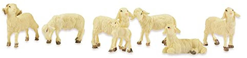 Riffelmacher Schafe 6-TLG. - 2,5-4cm - 78036 - für 8cm große Krippenfiguren - Weihnachtskrippe Handarbeit Weihnachtswunder Jesus Geburt Heiligabend Dekoration