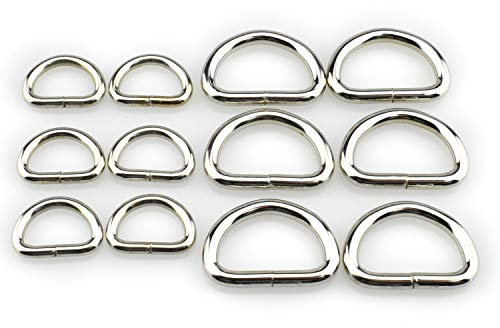 HAO PRO Extra dicke, geschweißte, starke D-Ringe in 2 Größen, D-Ring, Metall, strapazierfähig, silberfarben, 0,62 cm, 1 Innenbreite, 12 Stück, für Hundehalsbänder, Geschirre, Stoff, Paracord, DIY,