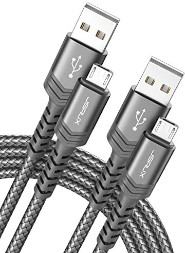 JSAUX Micro USB Cable Android Charger, (2-Pack 2M) Micro USB Android Charger Cable Nylon Braided Cord Compatible with Samsung Galaxy S7 S6 J7 Note 5, Kindle, PS4 and More (Grey)