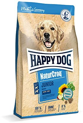 Happy Dog 60669 – NaturCroq Junior – Alleinfutter mit Kräutern für Junghunde ab 7. bis 18. Monate – 15 kg Inhalt