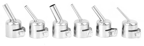 6Pcs Heat Gun Nozzles Kits, 3/4/5/7/8/10mm Tips 45 Degree Curved Angle Nozzle Sleeve for Quick 850dw Rework Station