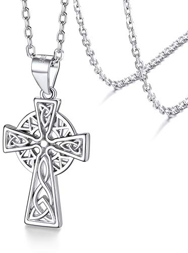 Silver Necklace Women's Necklace Celtic Knot Necklace Ladies Jewellery Layered Necklace Irish Gifts for Women Pendant Necklace Sterling Silver Cross Necklace