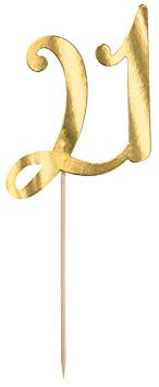 Cake Topper Kuchen Dekorieren Torten Deko Hochzeit Geburtstag (Zahl 21 gold)
