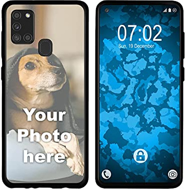 PhoneNatic personalisierte Handyhülle für Samsung Galaxy A21s Custom Case Schwarz zum selbst gestalten mit eigenem Foto Bild Text individuell