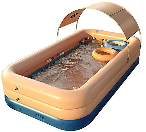 Fayelong Aufblasbarer Pool mit Überdachung im Freien oberirdischer tragbarer Pool für Baby(Pink, 260x160x68cm/102x63x27inch) s, Kinder, Erwachsene Blow Up Pool für den Familiengarten Hinterhof