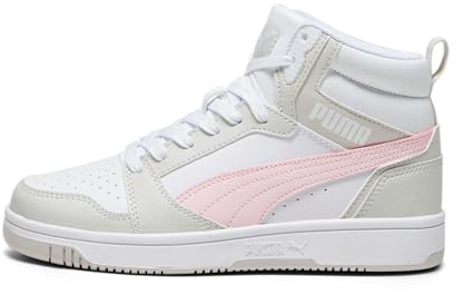 PUMA Rebound V6 Mid Jr, Scarpe da ginnastica Unisex - Bambini e ragazzi, Puma White Frosty Pink Sedate Gray, 36 EU