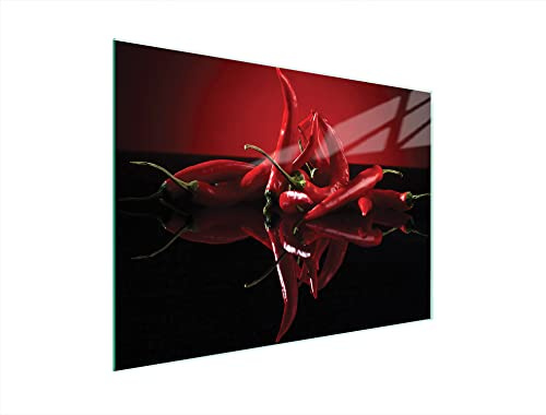 DarHaus Couvercle pour plaque de cuisson universelle en céramique, à induction, Planche à découper en verre 40 x 30 cm, protection anti-éclaboussures, plaque en verre, cuisine, Chili Rouge