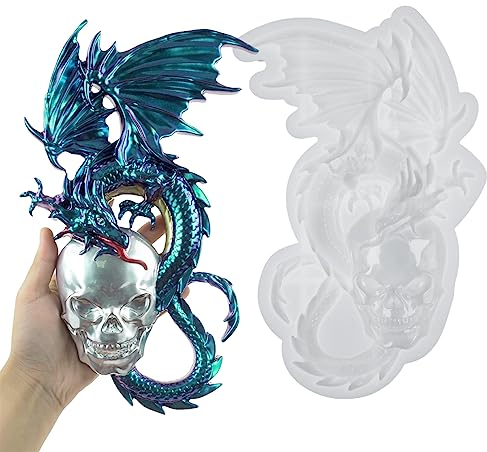 HyzaPhix 3D Drachen Resin Silikonform Große Drache Totenkopf Epoxidharz Formen Halloween Schädel Kristall Silikon Gießform Dragon Silicone Mold für DIY Handwerk Ornament Wanddekoration Wohnkultur