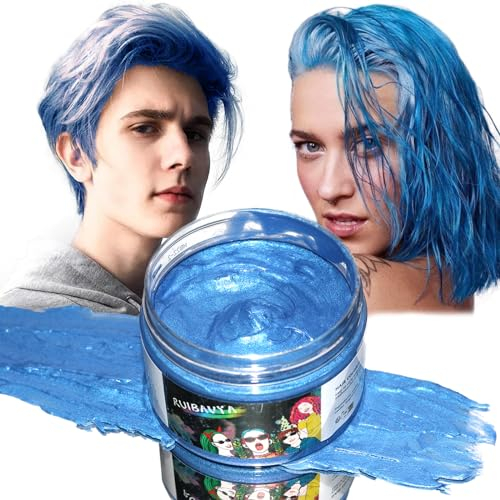 Cera de Color para el Pelo Azul Cera Color Pelo Temporal Cera Unisex Natural para TeñIr el Pelo Cera de Coloración Soluble en Agua DIY Cera de Color para el Cabello para Fiestas de Halloween