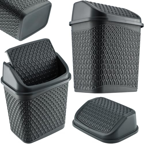 KADAX Cubo de basura con tapa basculante, cesta de basura, cubo de basura con tapa, cubo de plástico con tapa abatible (gris)
