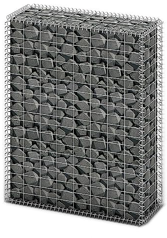 Tino Tech Steinkorb aus Verzinkter Stahl 100x80x30 cm Silber Steinkorb Gabionen Körbe Gabionen Zaun Gartenmauer Gabione aus Metall Garten Gabione Pflanzenwand Gabionen Gitter