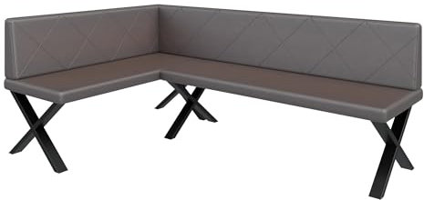 FURNISTAR Eckbank Akiko Metal X - Eckbankgruppe für Ihrem Esszimmer, Küche modern, Sitzecke, Essecke. Perfekt für Küche, Büro und Rezeption. Solide und Starke Verarbeitung. (128x196-Links-Soft30)