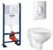 GROHE Pack WC Suspendu sans Bride BAU Cerami avec bâti Support Rapid SL Project et Plaque de Commande Start chromé