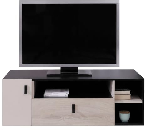 Lomadox Jugendzimmer Lowboard Fernsehschrank 120cm in schwarz Eiche beige