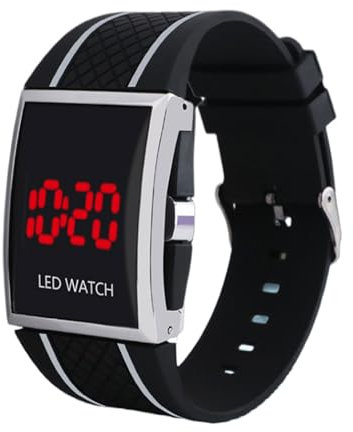SUIOPPYUW Elektronische Uhr für Herren, modischer Stil, Bürokleidung, modisch und stilvoll zu tragende Armbanduhr, digital, Schwarze und weiße Linie