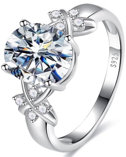 Yaresul Oval Ringe Frauen Damen Ringe Silber 925 Zirkonia Ringe Criss Cross Zirkonia Verlobungsring Damen Hochzeit Versprechen Ring Größe57(18.1)