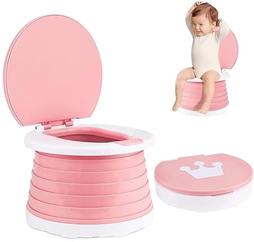 Roysmart Zusammenklappbarer Toilettensitz für Kinder, Töpfchen Für Kinder, Tragbares Reise-Klapptöpfchen Für Mädchen Jungen, Baby Toilettensitz Für AutoreiseCampin oder Familiengebrauch (Rosa)