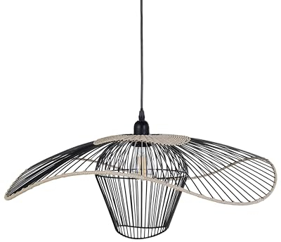 Beliani Hängelampe aus Rattan schwarz/beige Boho Stil modern Lunga