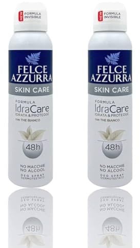 Felce Azzurra Deodorante Unisex Spray Skin Care Formula Idracare Con The Bianco 48H 150 Ml (2 Unità)