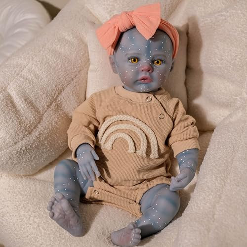 ROSHUAN Reborn Babypuppen Avatar Silikon Ganzkörper 48,3 cm Realistische Neugeborene Baby Mädchen Weicher Körper Squishy Lebensecht Echt Aussehende Puppen Real Life Anatomisch Korrektes