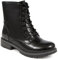 Pavers Stivali da donna, scarpe da combattimento, stivali neri da donna, con lacci, chiusura con zip, tacco piatto, suola resistente, stivali da donna, motivo floreale boho, Vernice nera, 36 EU