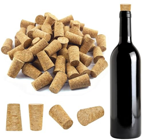 Scettar 60 Pcs Wine Corks,Natural Tapered Cork Stopper,Replacement Corks Wine Bottle Corks, Corks for Craft,Leakproof Wood Bottle Stopper for Wine Bottles,Liquor Bottles Cork,Beer Bottles