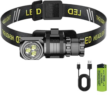 L.StarryIsland Stirnlampe Led, 1300 Lumen Kopflampe, Stirnlampe joggen mit 7 Leuchtmodi, IP55 Wasserdichte Kopflampe, Taschenlampe Aufladbar für Outdoor-Arbeit, Camping, Laufen, Angeln, Wandern