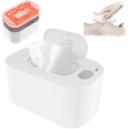 Portable Wet Wipe Warmer, Wet Wipe Dispenser for Even Heating, Mop Heater with Temperature Display, Wrap Warmer for Home, Car, Travel, Newborn (White)