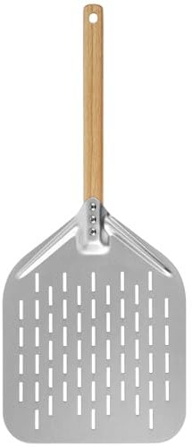 Foppla 12inch Aluminium Pizza Peel & Shovel, Non-Stick Reusable Pizza Paddle, Kitchen Oven Outdoor Grill Baking Essential Turner Server for Pizza Bread Party