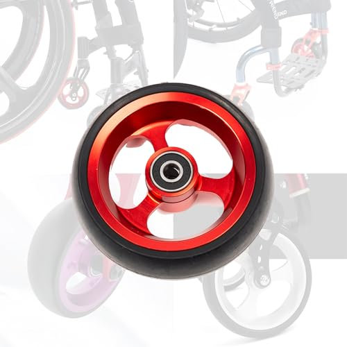 BMWJYLPM Vorderräder für Rollstühle, 120 mm Ersatzräder, 120 kg Maximale Belastung Rollstuhlreifen, Solide-Gummiräder, Ersatzteil Rollstuhl, für Manuelle Rollstühle(Red,12.5CM/5IN)