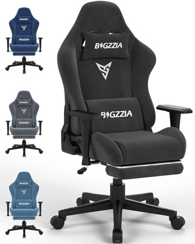 bigzzia Gaming Chair, Video Game Chair with Footrest, Abrasion-resistant velour Computer Chair, 3D Armrests PC Chairs for Adults