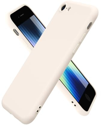 oakxco for iPhone SE 2022/2020/7/8 Case Silicone, Ultra Slim Thin Phone Case for Women Girls, Plain Solid Color Minimalist Aesthetic Cute Girly Design, Soft Rubber Gel with Camera Cover, Beige Stone