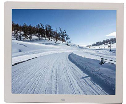 CWCQGH 15 Zoll 12 Zoll elektronisches Fotoalbum Bilderrahmen Ultradünner schmaler Rand LED-HD-Bildschirm Optionaler Heimvideoplayer mit Lithiumbatterie Einrichten eines elektron,White-15 inches