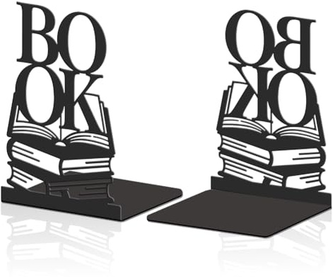 Hobbspring 2 Stück Metall Buchstützen Schwarz Stabile Regalhalter Buchstützen Mit Buchstaben Design Deko Buchstütze Für Schreibtisch Schule Büro Heim Bibliothek Kleine Große Schwere Bücher