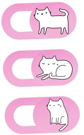 Vaguelly 3pcs Cat Pattern Webcam Covers for Laptop Tablet Mobile Phone Privacy Protection Sliding Camera Covers Pink Cute Camera Protectors for Online Security