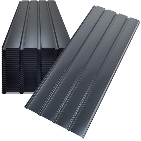 Mondeer Trapezbleche, 24 Stück Wellblechplatten für dach, 115 x 45 cm, 12m², Geeignet für Carportdächer und Gewächshäuser,Wetterfest, 0,3 mm dick, einfach zu montieren, Grau.