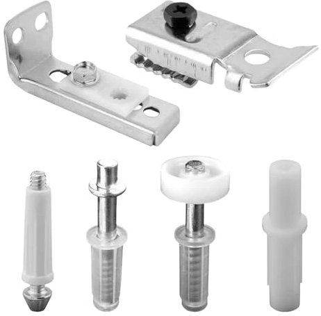 6 Pcs Bifold Door Hardware Repair Replacement Part,Sliding Wardrobe Door Kit,Brackets for Accordion Barn Folding Doors(Silver)
