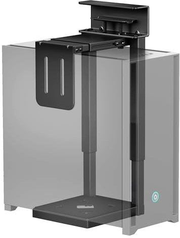 monTEK 30KG Heavy-Duty Under Desk PC Mount, No-Drill Installation, Black | Adjustable PC Holder with Protective Pads, 409mm-650mm Heightadjustable, Ideal for Office, Home, Classroom