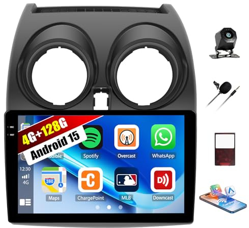 Android 15, 4G+128G GOHHDL Autoradio per Nissan Qashqai J10 2006-2016 con Wireless Carplay Android Auto, Touch Radio da 9 Pollici 2Din con GPS Navi WiFi Bluetooth FM/RDS EQ SWC Retrocamera&Mic