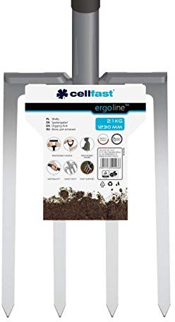 cellfast Spatengabel ENERGO™ [1230 mm] für Graben und Lockern des Bodens mit gehärtete Zinken aus hochwertigem Borstahl, Bequeme Handgriff, 40-020