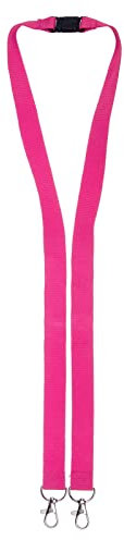 Karteo Schlüsselband pink mit Doppelkarabiner [1 Stück] Lanyard inkl. 2 Karabiner Haken und Sicherheitsverschluss zum Umhängen von Ausweishüllen