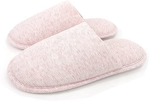 ofoot Pantofole antiscivolo da donna in cotone biologico, soffice memory foam lavabile per la camera estiva, suola in gomma(rosa,EU 35-36)