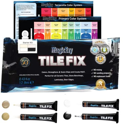 MagicEzy Tile Fix - Neutrals Kit: Strong Scratch Repair & Crack Filler for Chipped, Cracked Porcelain Tiles
