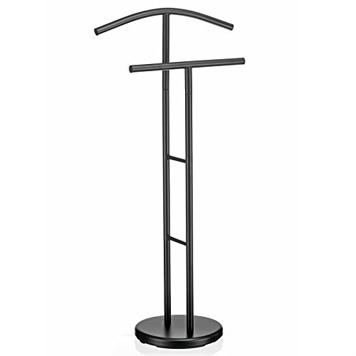 IDIMEX Valet de Chambre LAURENZ Valet de Nuit Porte vêtements en métal laqué Noir